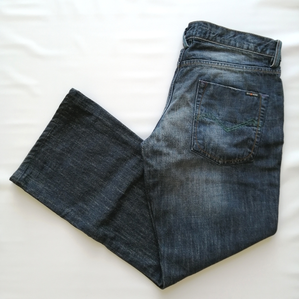 Energie Steven Worn Out Distressed Baggy Blue Jeans 34